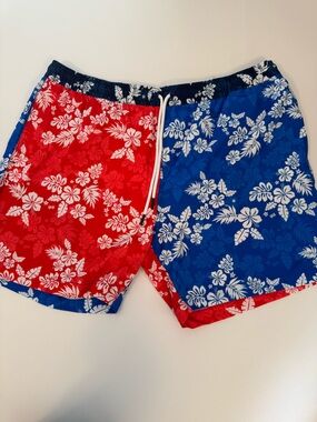 crown & ivy Red, Blue and White Floral Swim Shorts